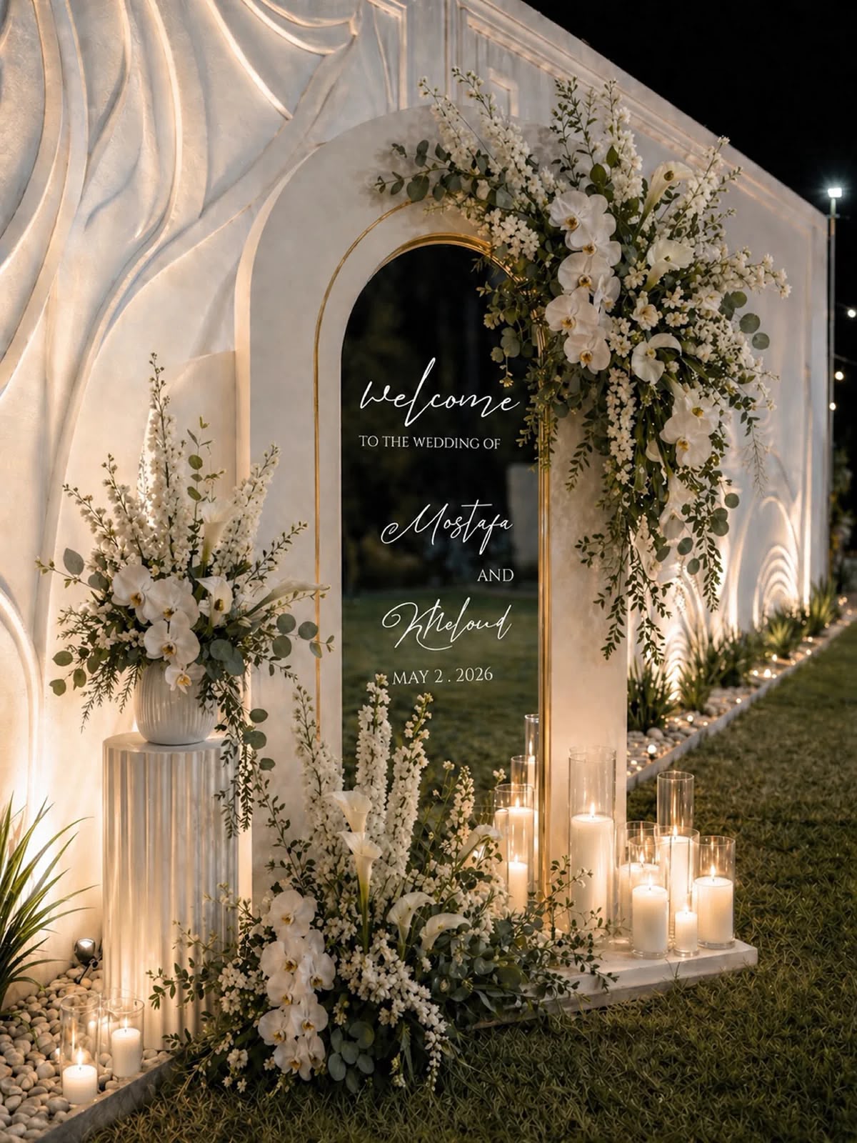 Welcome arch at dusk